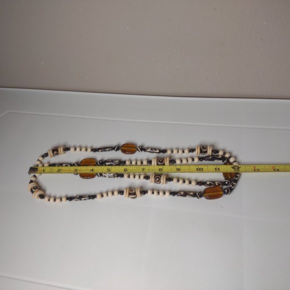 Heavy Decorative Glass And Bone Bead Necklace - Picture 15 of 15